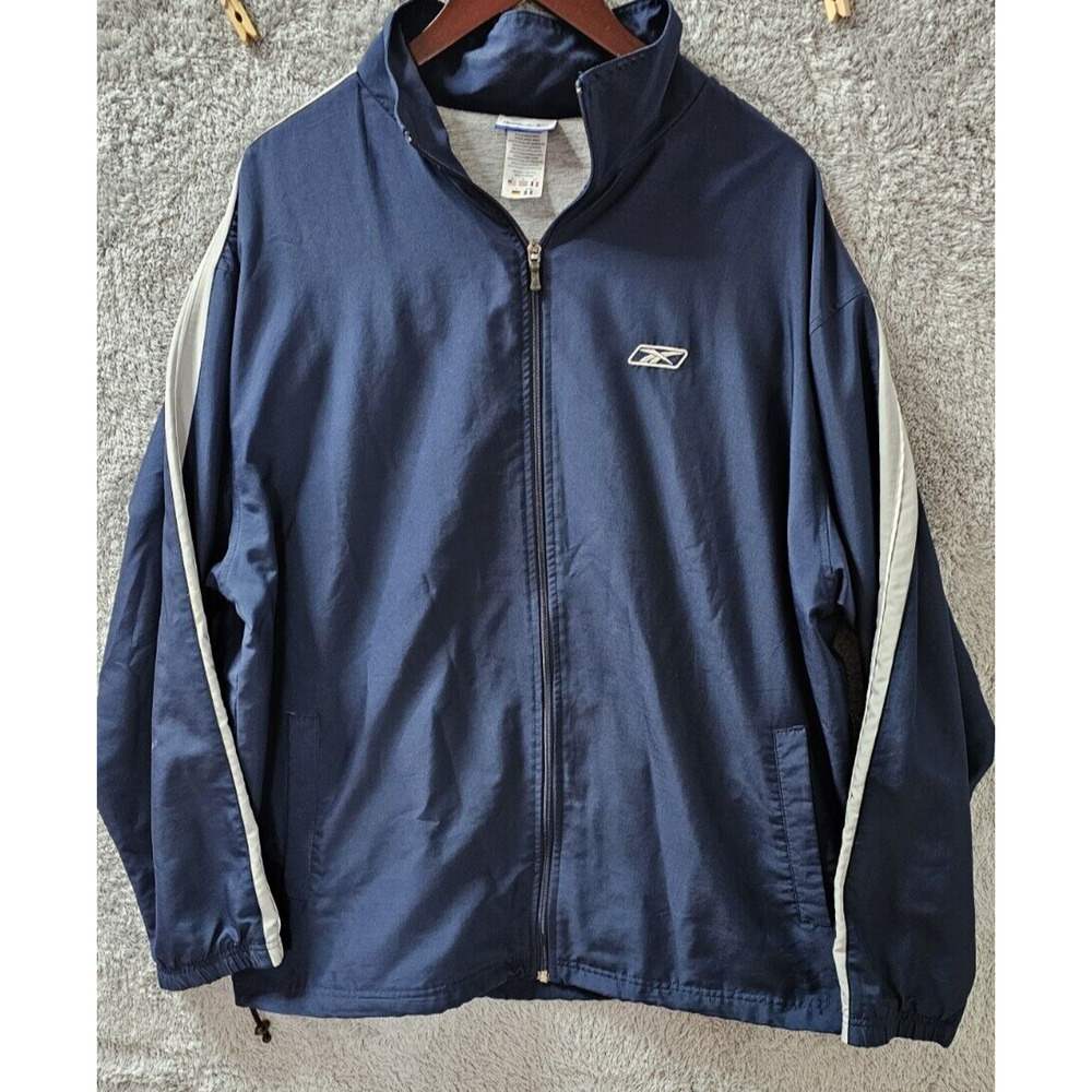 Reebok Conditions Mens‎ XL Navy/Steel Blue Full-Zip Lined Warmup Jacket